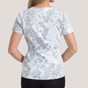 Jaanuu Vintage Lace Peplum Scrub Top